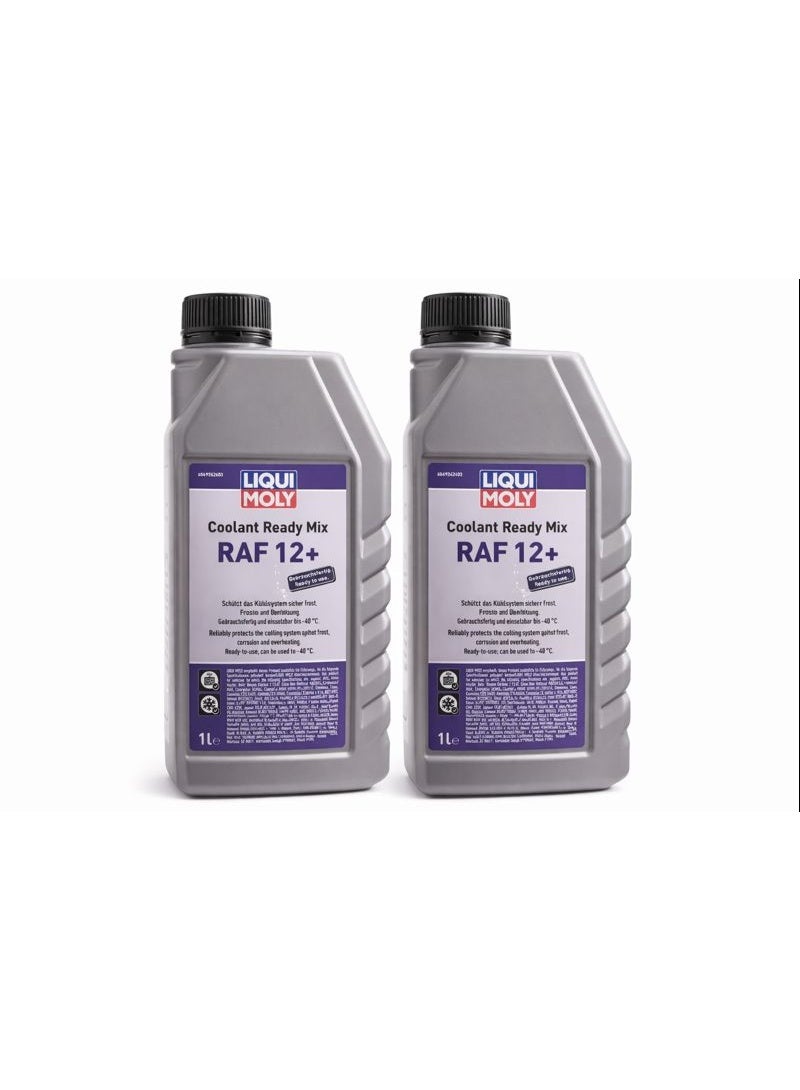 Liqui Moly Coolant Ready Mix RAF 12+ – Pack of 2 (1L Each) | Ready-to-Use Antifreeze & Coolant | Up to -40°C Protection
